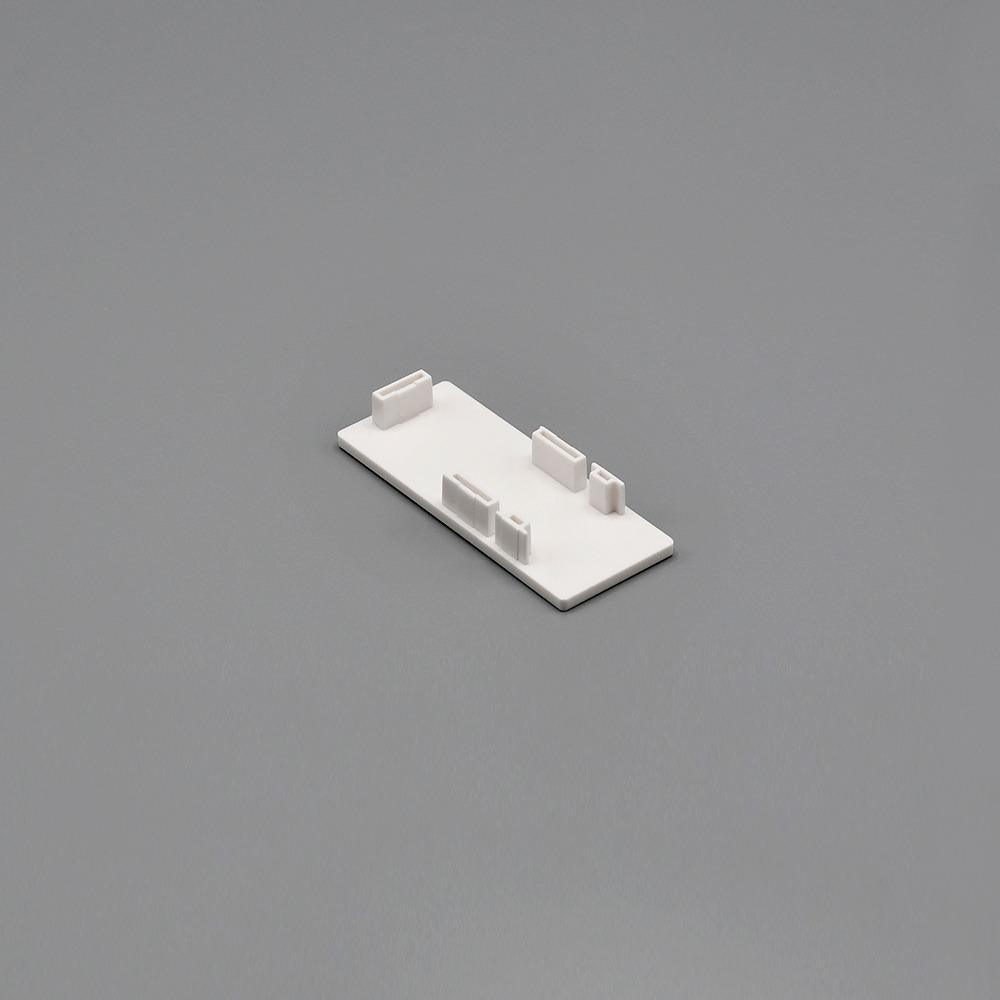 White Fabtex base end cap cover for side channels for roller shades