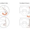 Instructional diagram on how to attach the Fabtex fascia clip into the bracket, and to attach the fascia into the fascia clip & bracket.