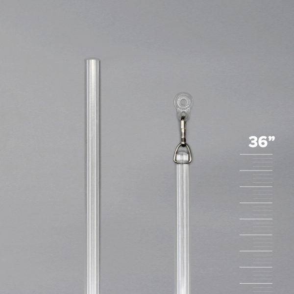 Clear Fabtex 36" baton for drapery/ curtains. On one end you see the D-ring, snap hook and adapter.