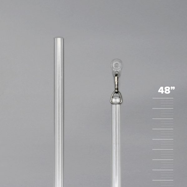 Clear Fabtex 48" baton for drapery/ curtains. On one end you see the D-ring, snap hook and adapter.