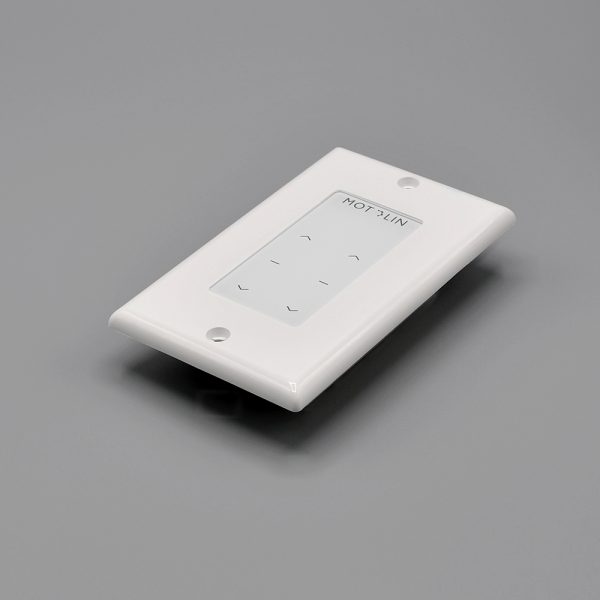 White Fabtex Motolin in-wall remote control 2-channel for roller shade