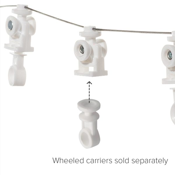Illustration showing how the Fabtex ripplefold drapery snap pendant is attached to a wheeled carrier.