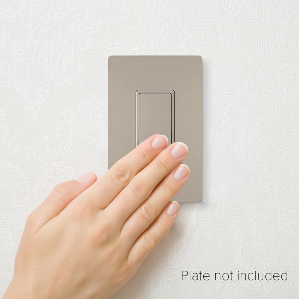 Hand operating a wall switch showing the beige Fabtex momentary contact rocker switch.