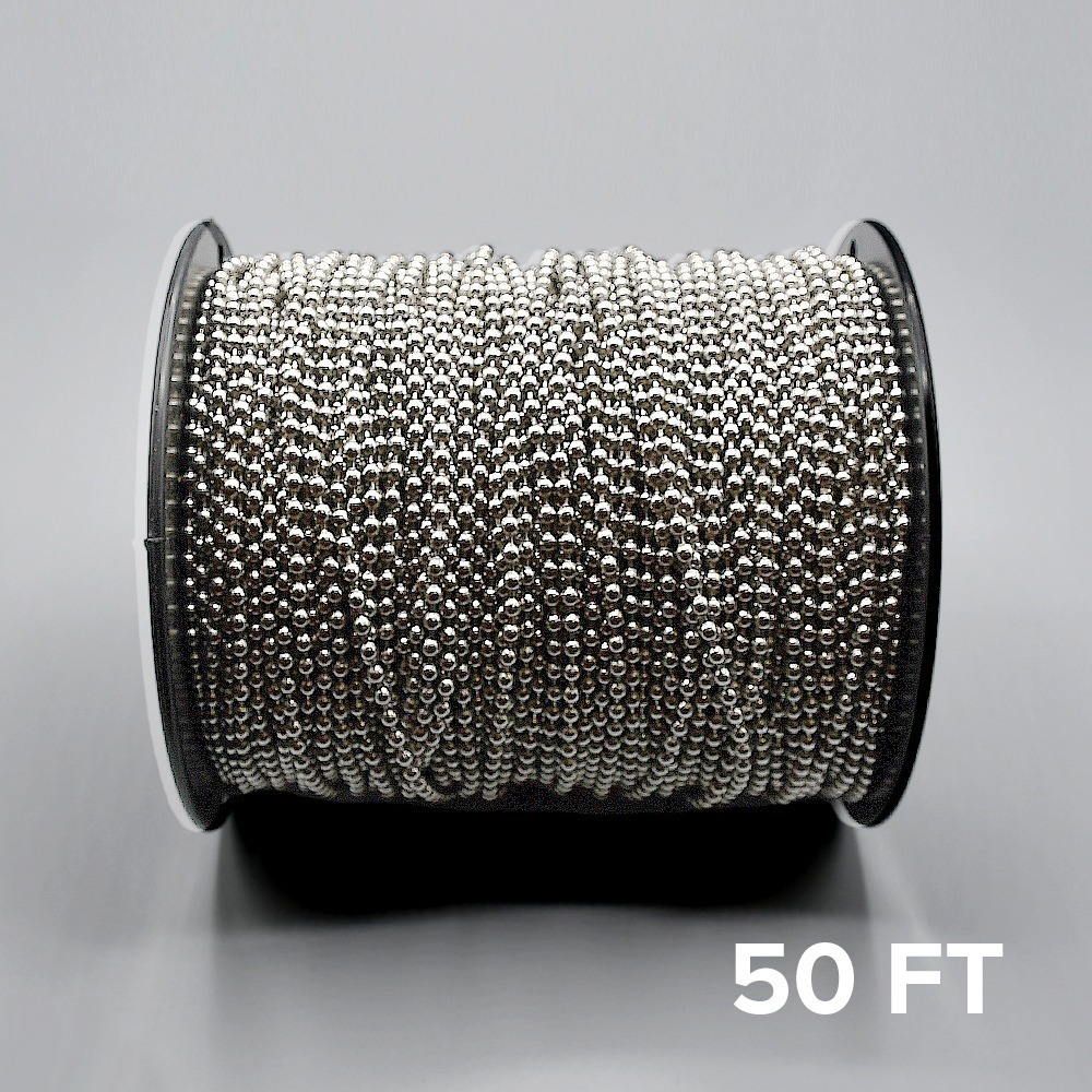 A 50ft spool of Fabtex #10 beaded ball chain for roller shades