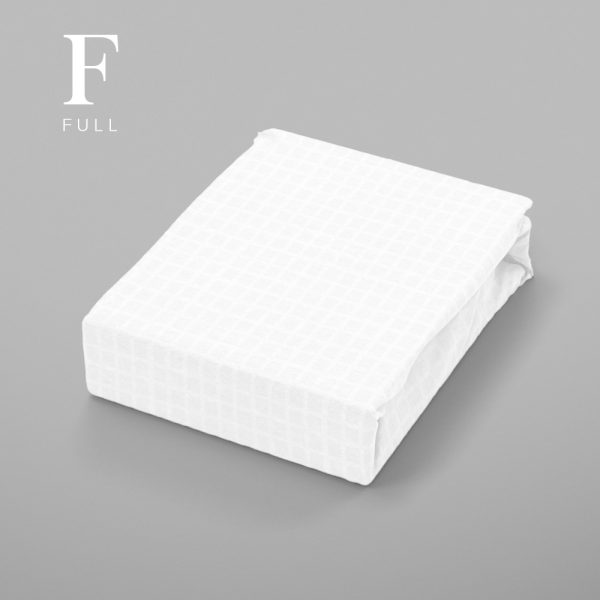 Folded image of a white Fabtex Full top sheet with window pane pattern