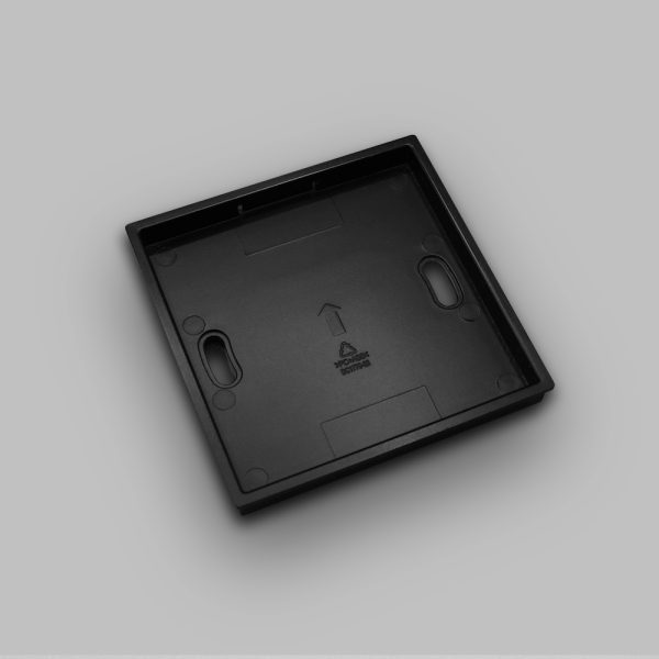 Black cover for a Fabtex surface-mount, 2-channel control/remote for roller shades.