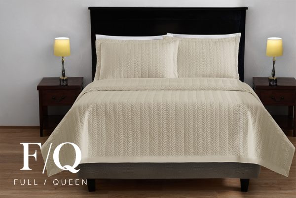 Florentis Quilt Coverlet Full/Queen - Sand (4 pcs)