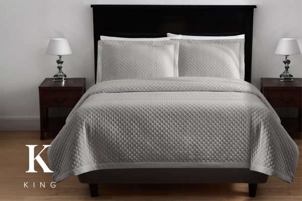 Rhapsody Quilt Coverlet King - Grey (4 pcs)