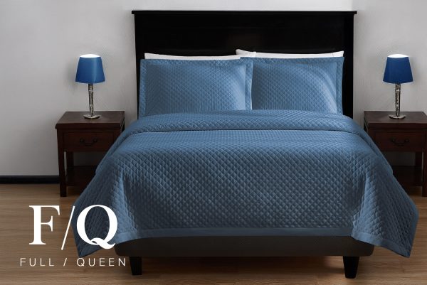 Rhapsody Quilt Coverlet Full/Queen - Persian Blue (4 pcs)